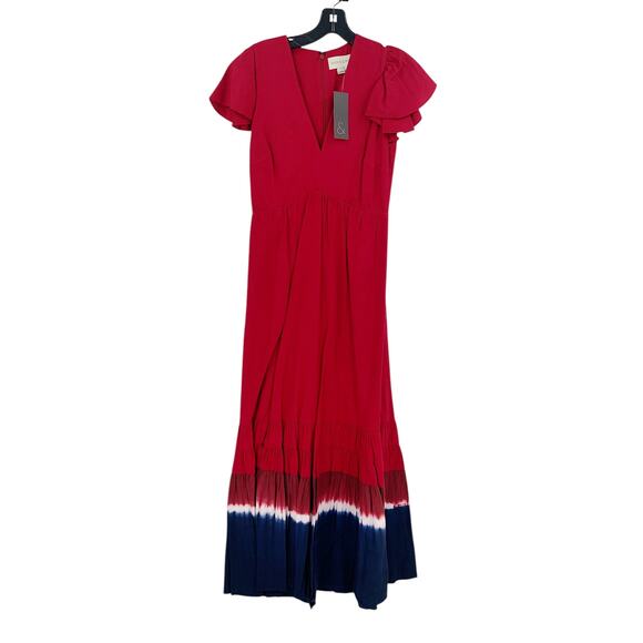 SACHIN + BABI Dress Size 12 Evening Gown NEW Paloma Rose Pockets Midi Red Blue - Picture 4 of 8